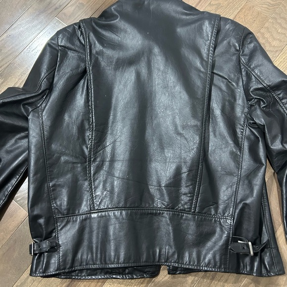 Vintage leather jacket biker jacket size Large heavy duty - Picture 9 of 13